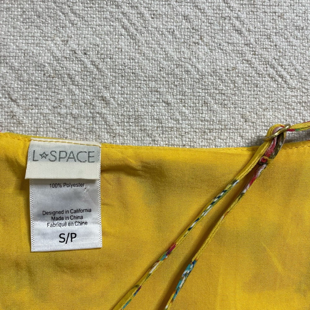 L*Space Yellow Floral Tropical Print Mini Dress S Beach Vacation Festival Party - Picture 5 of 5